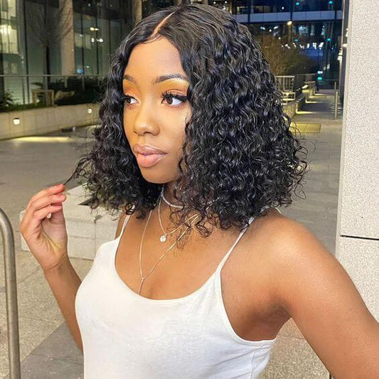 4x4 lace closure deep curly bob wig made with 100% human hair – natural short curly hairstyle