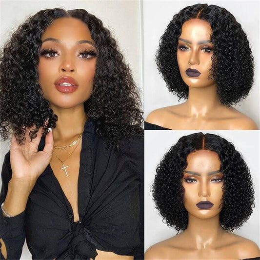 4x4 lace closure deep curly bob wig made with 100% human hair – natural short curly hairstyle