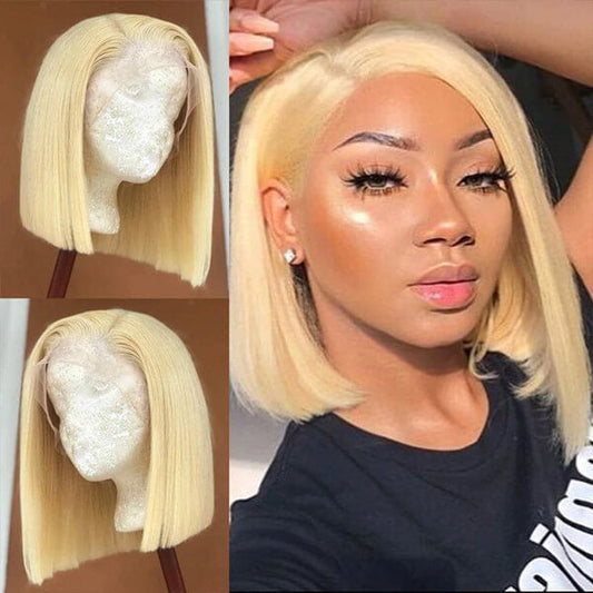 Human Hair 4x4 Lace Closure 613 Blonde Body Wave BOB Wig