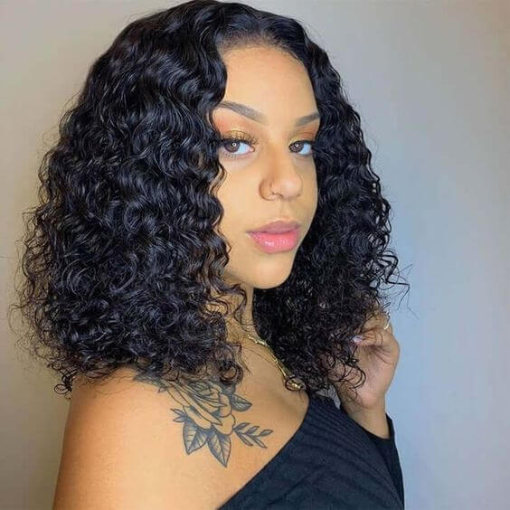 4x4 lace closure deep curly bob wig made with 100% human hair – natural short curly hairstyle